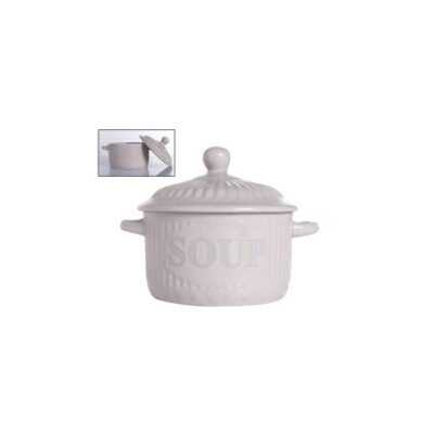 Tazon con tapa Soup White