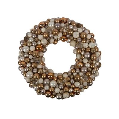 Corona Champagne Christmas Dorado y Blanco 33X33X10 CM