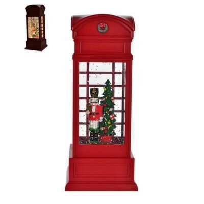 Cabina de Navidad Rojo, Cascanuez con Luz a Bateria 10X25 CM