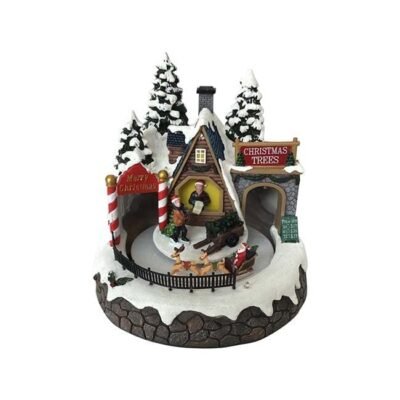Adorno de Navidad Christmas Trees Trineos Papa Noel con Luz y Musica 21X20X21 CM