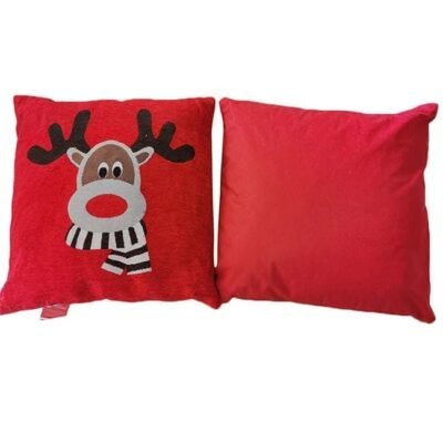 Cojin de Navidad Rojo Reno con Bufanda 45X45X2.5 CM