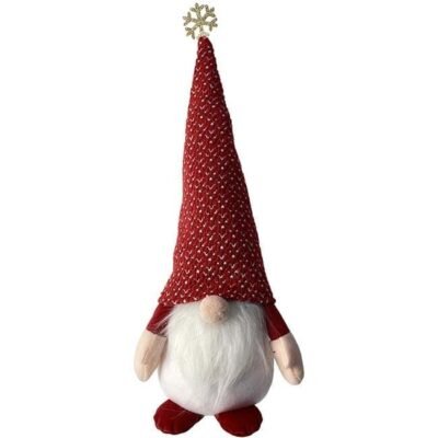 Gnomo de Navidad con Gorro Rojo con Copo de Nieve 12X12X45 CM